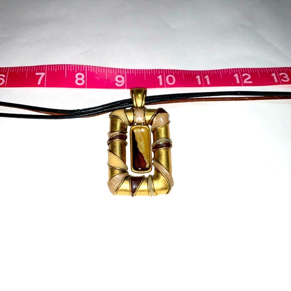 CHICO’S ShorterPendant Necklace, Brown & Black Cords, Gold-tone - Picture 5 of 9
